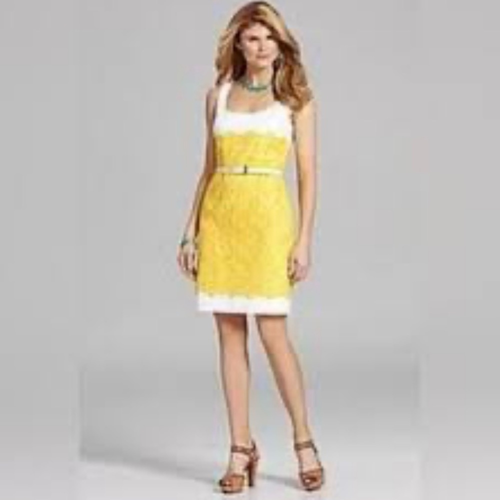 ANTONIO MELANI Yellow eyelet and White Mini Dress